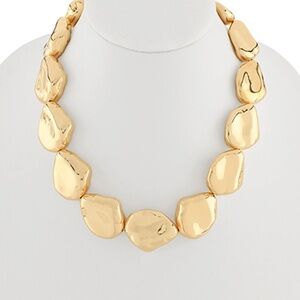 Pebble Shape Linked Metal Necklace